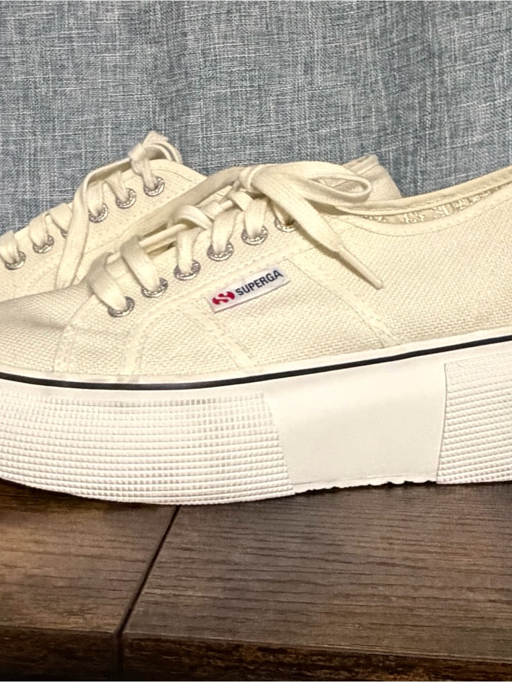 Superga Platform Canvas Sneakers in Cream